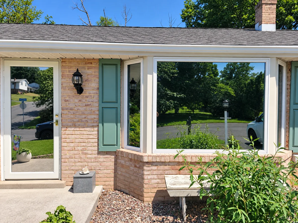 The front windows of a brick house we fitted with film